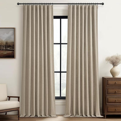 Black Out 96 Inch Long Boho Curtains 2 Panel Set, Farmhouse Curtains by QJMYDECO