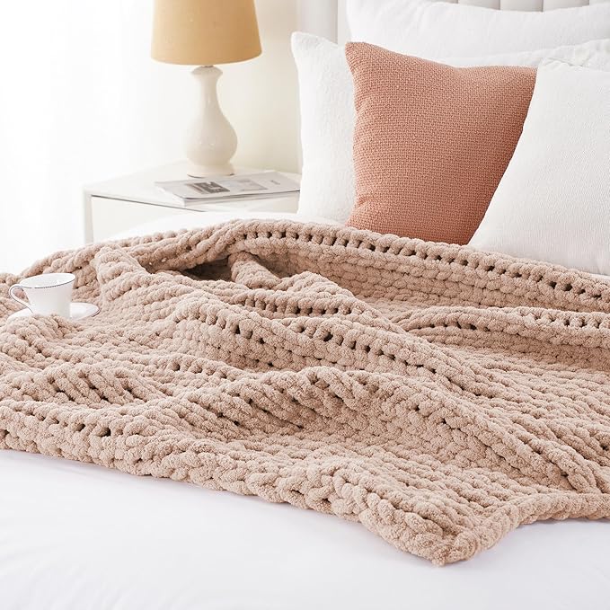 Battilo Chunky Knit Throw Blanket, Soft and Thick Chenille Throw Blanket - Image 6