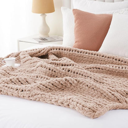Battilo Chunky Knit Throw Blanket, Soft and Thick Chenille Throw Blanket - Image 6