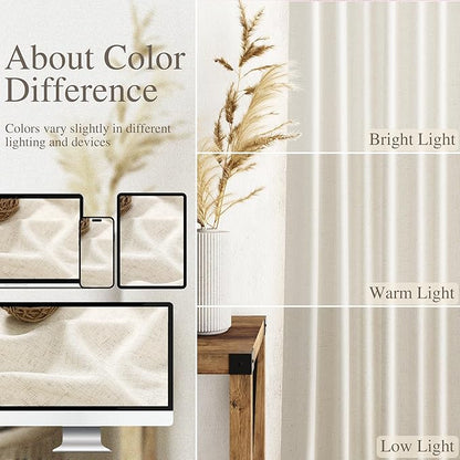 Nanspring Warm Beige Curtains 72 Inch Length - Image 3