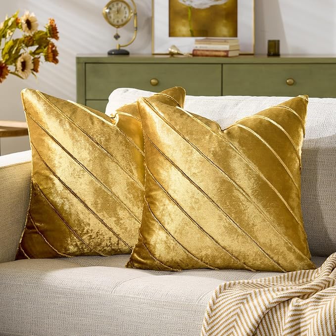 GIGIZAZA Decorative Velvet Pillow Covers 18x18, Living Room Square Cushion by GIGIZAZAFocusingonhomedecoration