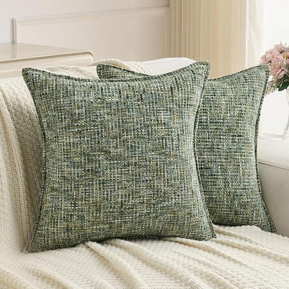 FUTEI Dark Green Decorative Throw Pillow Covers 24x24 Inch Set of 3, Soft by FUTEI