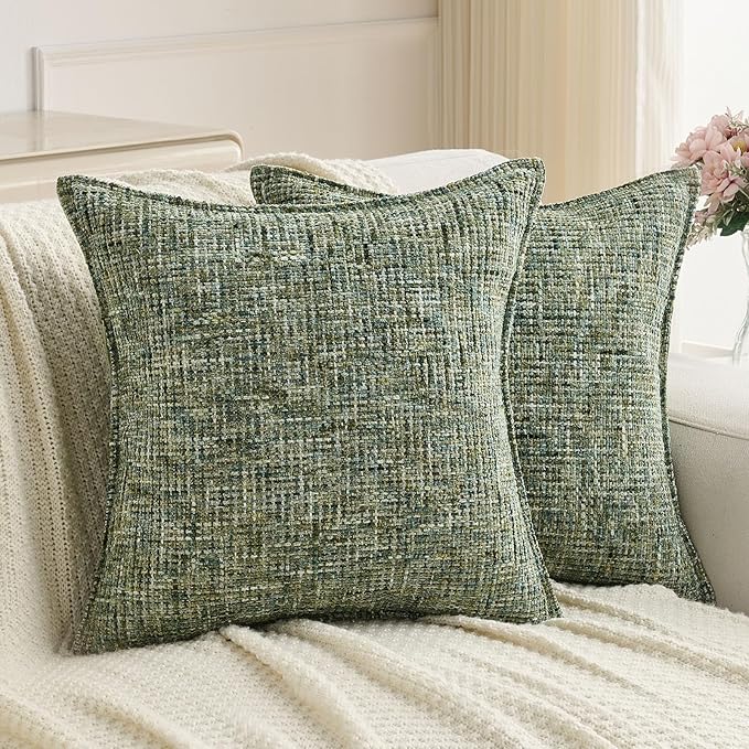 FUTEI Dark Green Decorative Throw Pillow Covers 22x22 Inch Set of 3, Soft by FUTEI