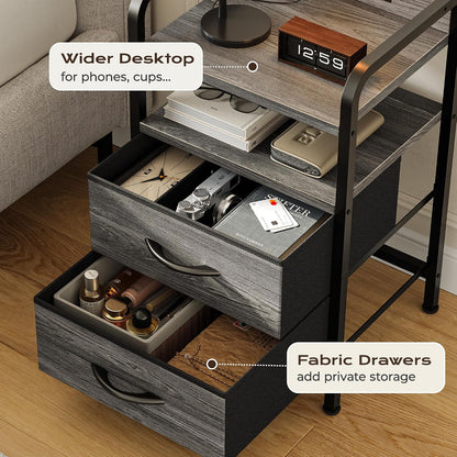 huuger nightstands set of 2, night stand, charging, front angle view