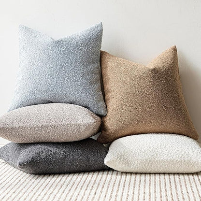 Foindtower Decorative Textured Boucle Throw Pillow Covers Accent Solid Pillow - Image 6