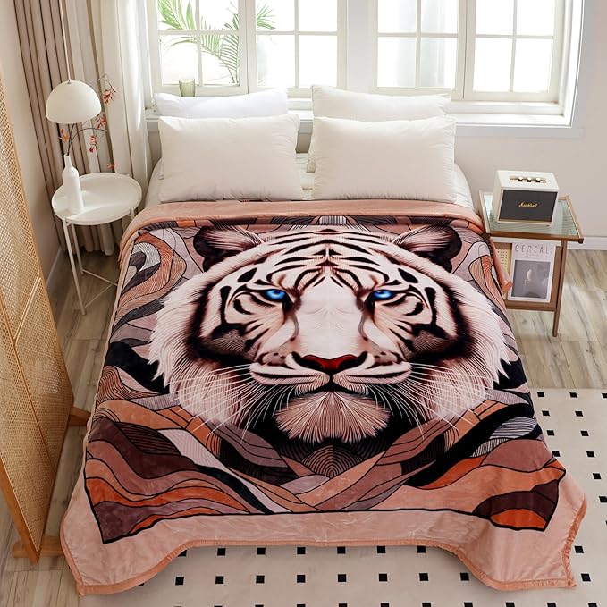 Heavy White Tiger Queen Size Blanket - Image 4