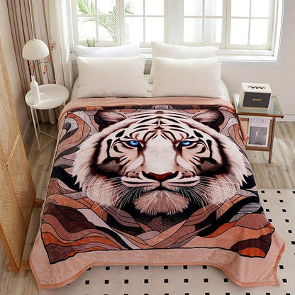 Heavy White Tiger Queen Size Blanket - Image 4