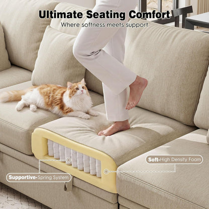 ihanherry 108" modular sectional sofa with pull out showing dimensions