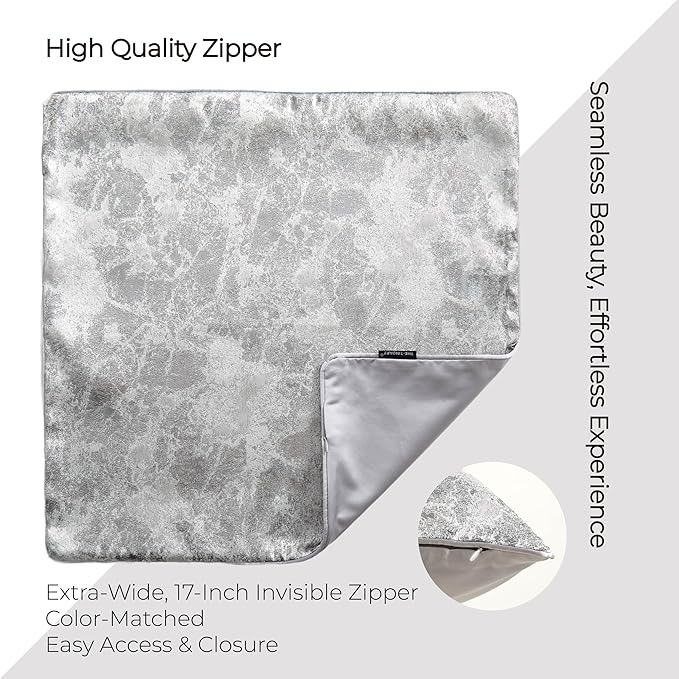THE-TINOART Platinum Silver Metallic Pillow Case 20x20 - Image 5
