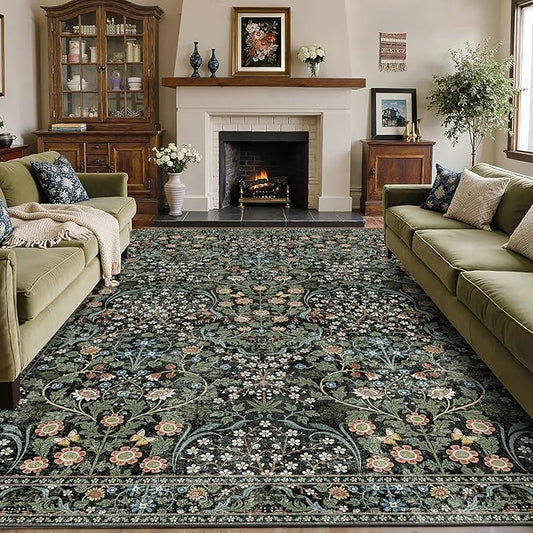 MUJOO 8x10 Area Rugs, Floral Washable Rugs by MUJOO