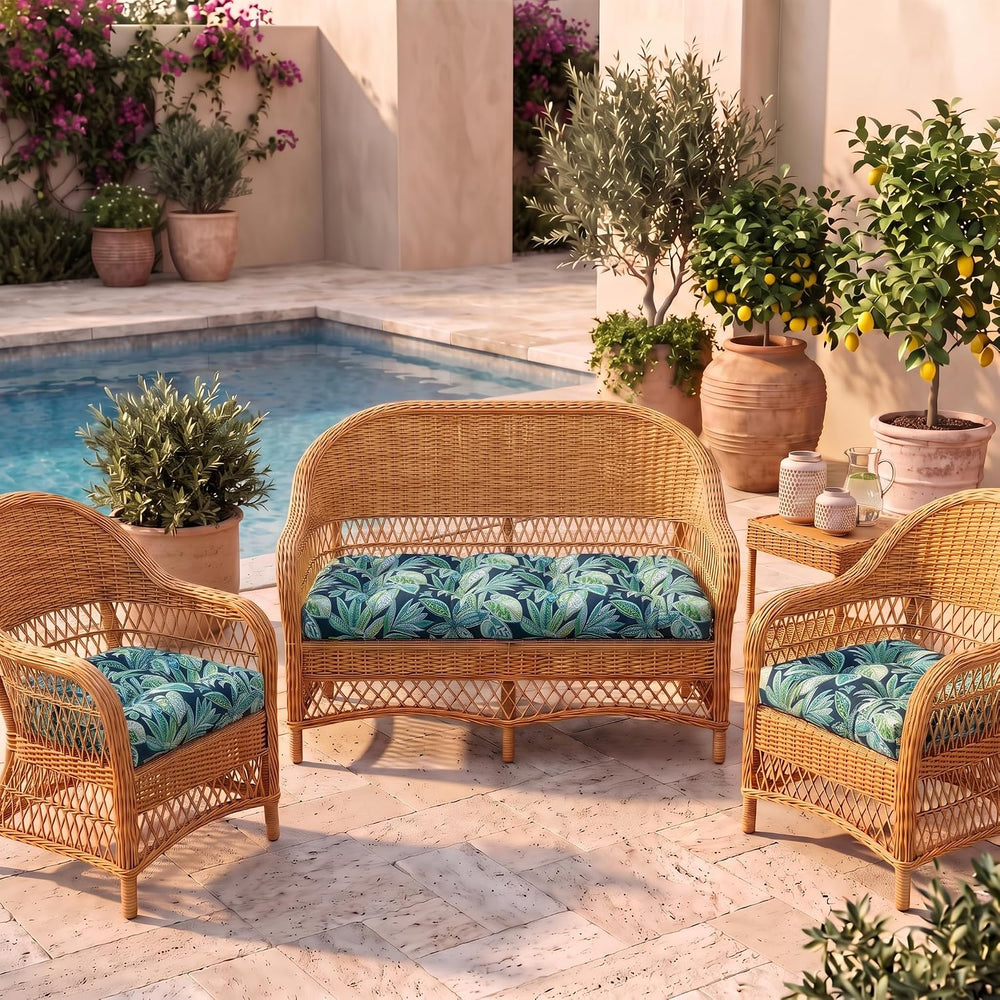RSH DECOR 3Piece Wicker Tufted Outdoor Chair Cushions for Patio Furniture, Cr...