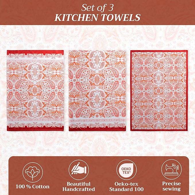 Maison d' Hermine Kitchen Towels Set of 3 100% Cotton 20" x 27.5" Reusable - Image 2