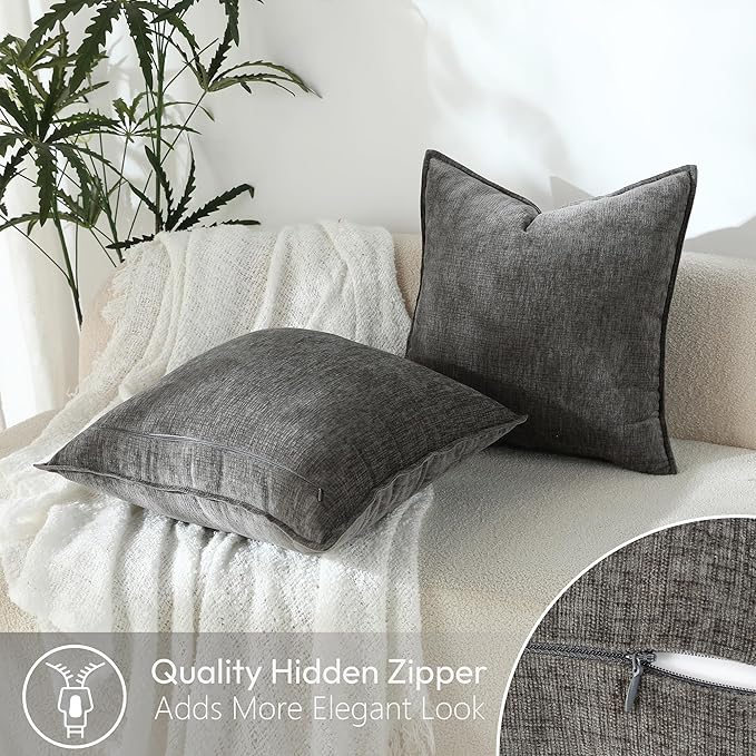 Stellhome Pack of 2, Soft Chenille Soild Throw Pillow Covers Accent Cushion - Image 4