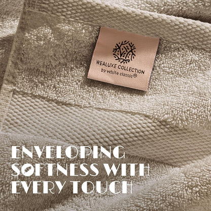 wealuxe taupe bath towels 24x50 - 6 pack, close-up detail
