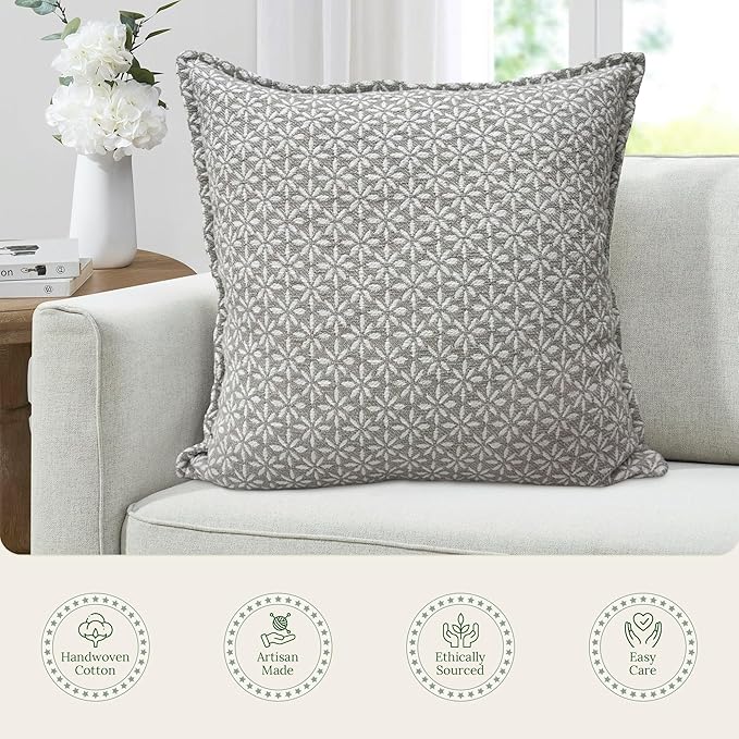 SanVia Tranquil Premium Cotton Throw Pillow Covers, 20 x 20 Inches, Luxurious - Image 5