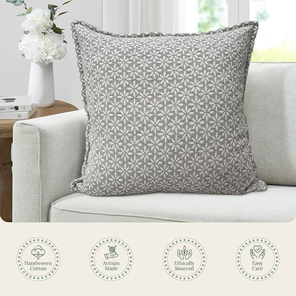 SanVia Tranquil Premium Cotton Throw Pillow Covers, 20 x 20 Inches, Luxurious - Image 5