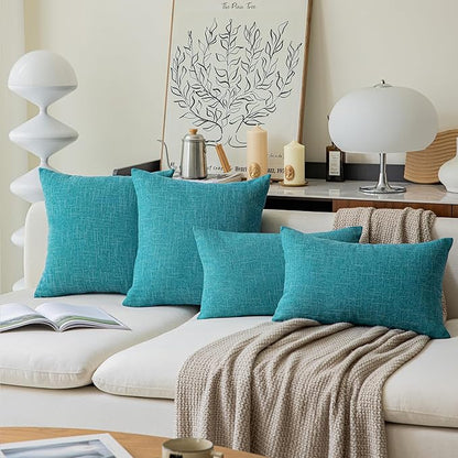 Kevin Textile Faux Linen Square 2 Tone Woven Fine Throw Pillow Sham Cushion - Image 7