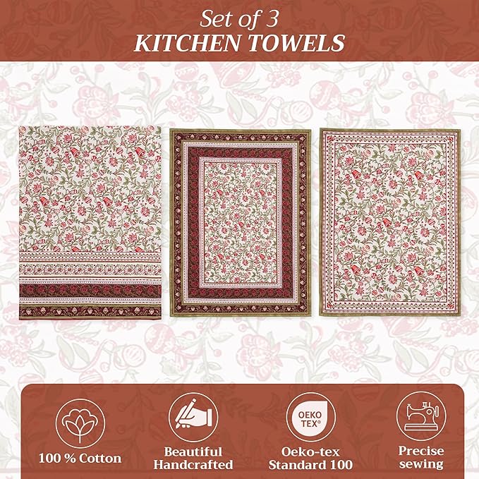 Maison d' Hermine Kitchen Towels Set of 3 100% Cotton 20" x 27.5" Reusable - Image 2