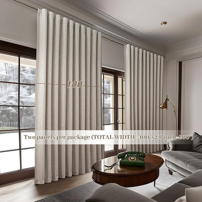Curtains 100 Inch Length Wide Pleated Blackout Curtain - Image 6