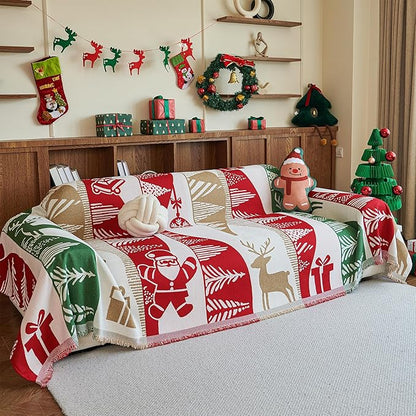 MYSKY HOME 71"X118" Loveseat Christmas Couch Cover, Sectional Sofa Covers Sofa by MYSKYHOME