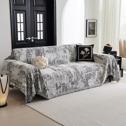 MYSKY HOME Sectional Couch Cover Deep Grey Abstract Geometric Sofa Covers - Image 2
