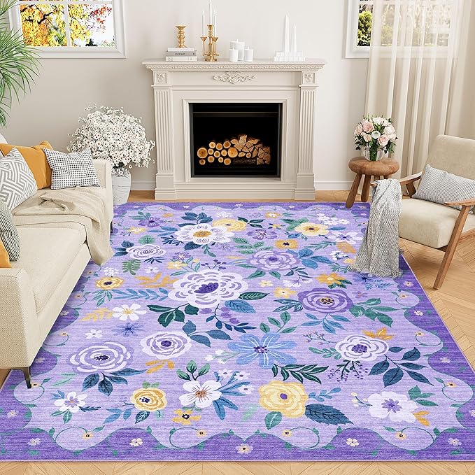 DUKINO 6x9 Area Rug, Floral Rugs by DUKINO
