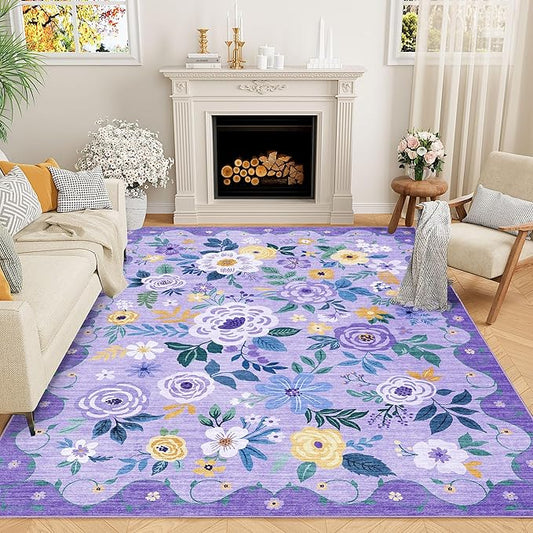 DUKINO 6x9 Area Rug, Floral Rugs by DUKINO