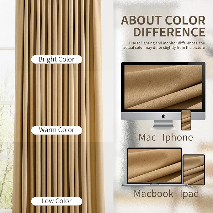 Pinch Pleated Linen 100% Blackout Curtains 90 Inches - Image 6