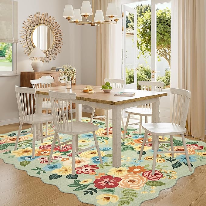 DUKINO 6x9 Area Rug, Floral Washable Rugs - Image 8