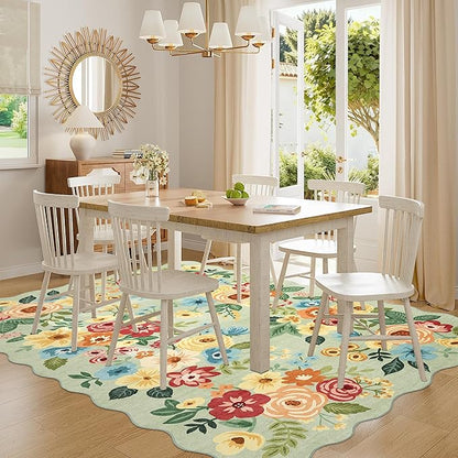 DUKINO 6x9 Area Rug, Floral Washable Rugs - Image 8