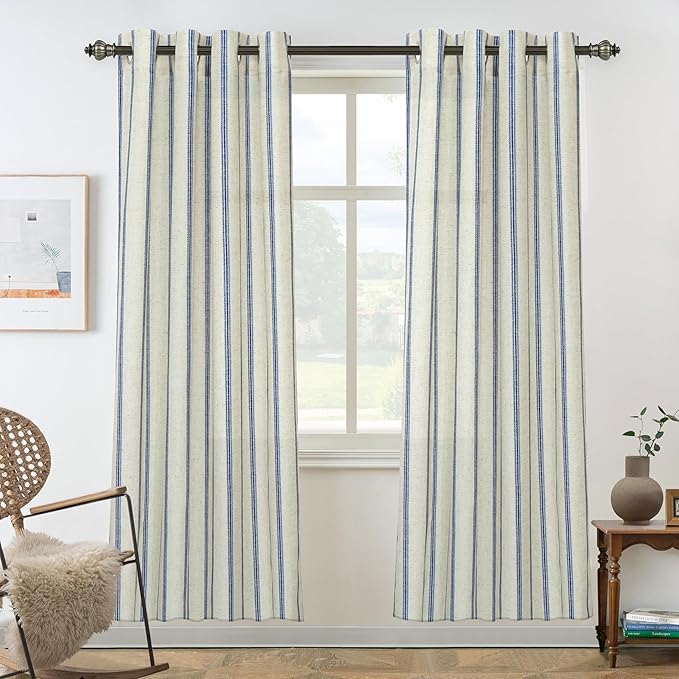 DriftAway Farmhouse Vertical Striped Linen Blend Textured Light Filtering Semi by DriftAway