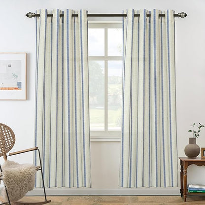DriftAway Farmhouse Vertical Striped Linen Blend Textured Light Filtering Semi by DriftAway