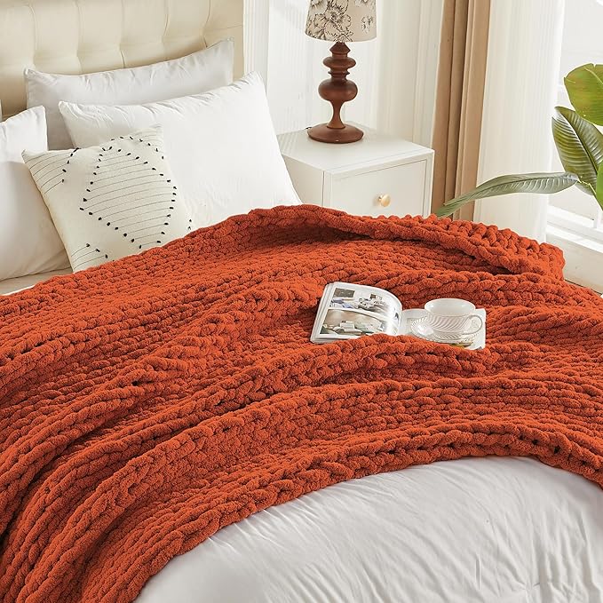 Carriediosa Chunky Knit Throw Blanket 60" X 80" Twin, 100% Hand Made Large - Image 9
