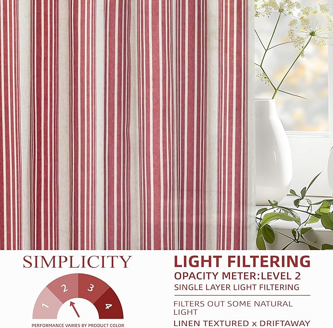 DriftAway Farmhouse Vertical Striped Linen Blend Textured Light Filtering Semi - Image 5