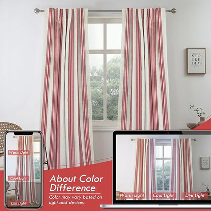 DriftAway Farmhouse Vertical Striped Linen Blend Textured Light Filtering Semi - Image 8