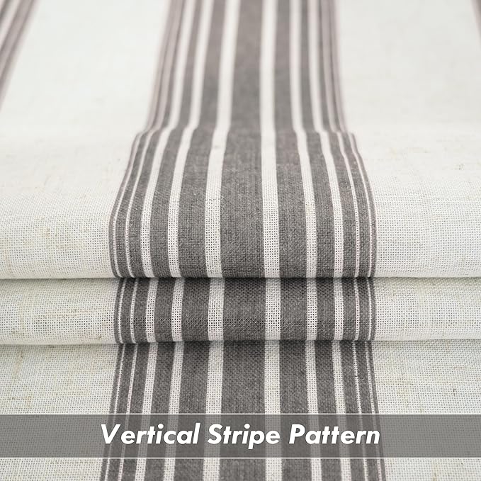 DriftAway Farmhouse Vertical Striped Linen Blend Textured Light Filtering Semi - Image 3