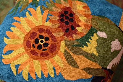 Turquoise Van Gogh Sunflower Pillow Cover Teal Floral Sofa Pillowcase Flower - Image 7