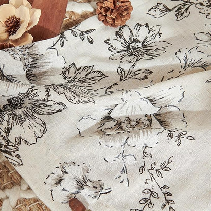 jinchan Floral Linen Tier Curtains 36 Inch Farmhouse Botanic Cafe Drapes - Image 9