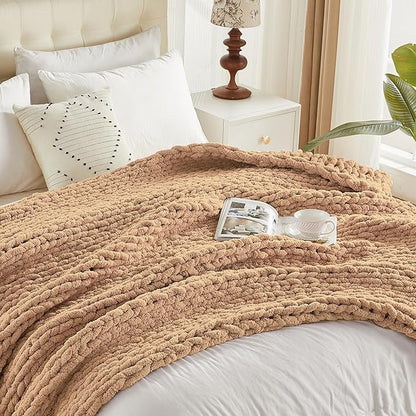 Carriediosa Chunky Knit Throw Blanket 60" X 80" Twin, 100% Hand Made Large - Image 9