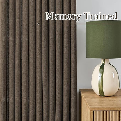 Brown Pleated Linen Curtains 86 Inches Long Farmhouse Semi Sheer Memory Trained - Image 4