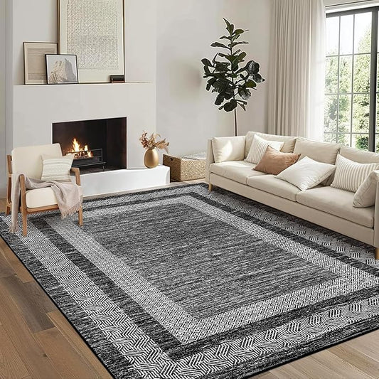 GarveeHome Washable Rug 5x7 Modern Bordered Rug by GarveeHome
