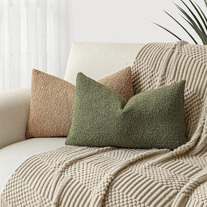 Foindtower Pack of 2 Modern Textured Boucle Throw Pillow Covers Accent Solid - Image 4