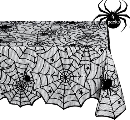 Halloween Lace Tablecloths Black Table Cloths Spiderweb Table Fabrics Decor