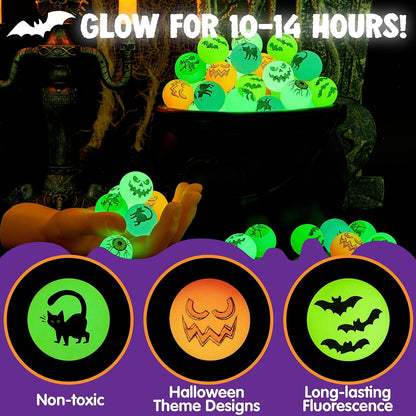 JOYIN 72 PCS Halloween Bouncy Balls, Glow in The Dark Bouncing Balls Eyeballs for Halloween Party favors Decorations, Halloween goodie bag fillers, Trick or Treating School Classroom Game Prizes