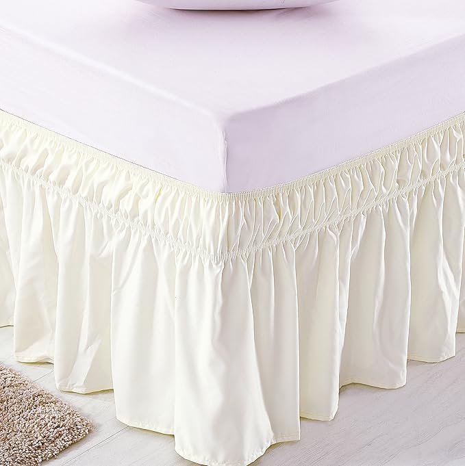 MEILA Wrap Around Bed Skirt Three Fabric Sides Elastic Dust Ruffled 16 Inch - Image 3