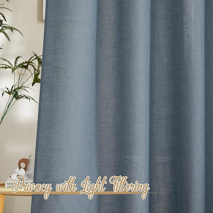 NICETOWN Linen Blend Stone Blue Curtains - Image 5
