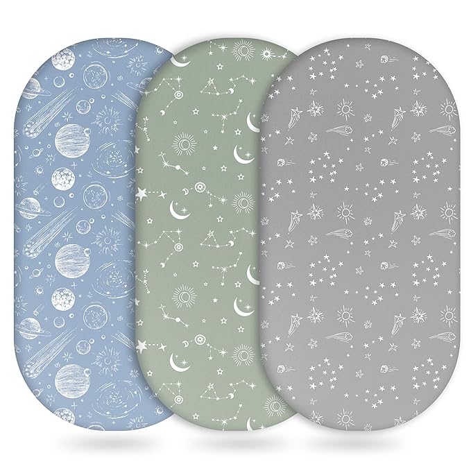 Baby Bassinet Sheets Girl Boy, Fitted Bassinet Sheet Set 3 Pack Bassinet by Unnivoll