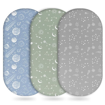 Baby Bassinet Sheets Girl Boy, Fitted Bassinet Sheet Set 3 Pack Bassinet by Unnivoll