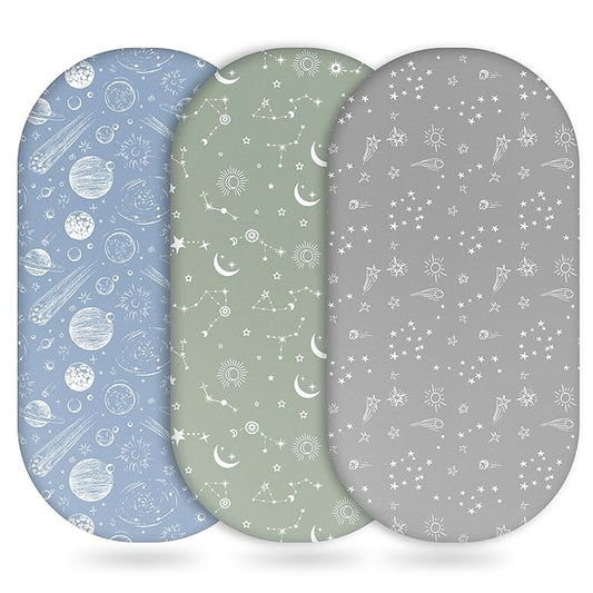 Baby Bassinet Sheets Girl Boy, Fitted Bassinet Sheet Set 3 Pack Bassinet by Unnivoll