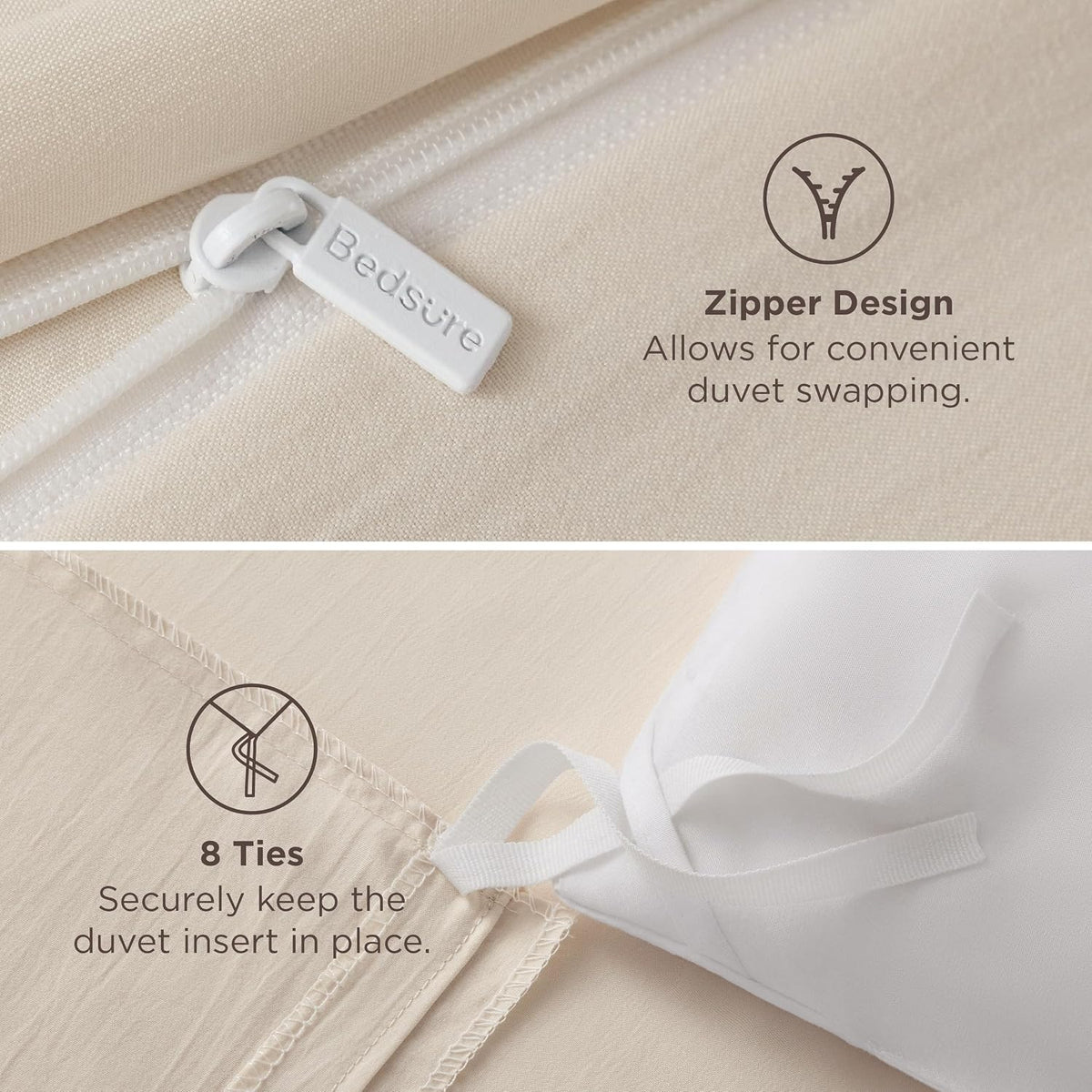 bedsure prewashed duvet cover king, cotton-like soft bedding, front angle view